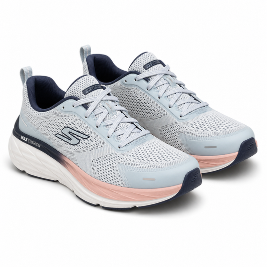 Pantofi Sport Dama Textil Mesh Bleu Skechers 129720 - cu Roz