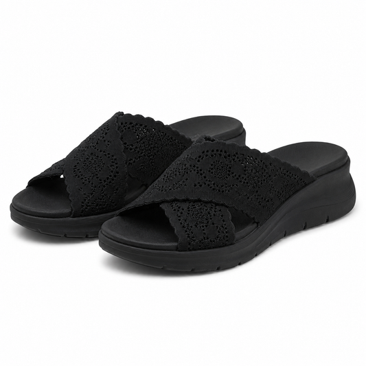 Saboti Casual Dama Textil Tricot Negri Skechers 164079