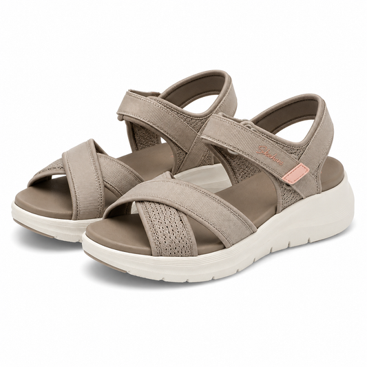 Sandale Casual Dama Textil Taupe Skechers 164078 - cu Arch Fit