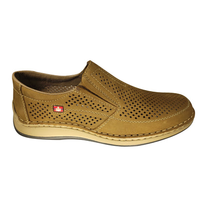 PANTOFI PERFORATI CASUAL BARBATI RIEKER 05277-64 BEJ NABUCK