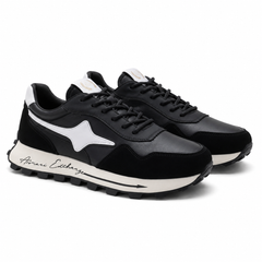 PANTOFI CASUAL BARBATI STEPHANO 6372 NEGRI CU ALB