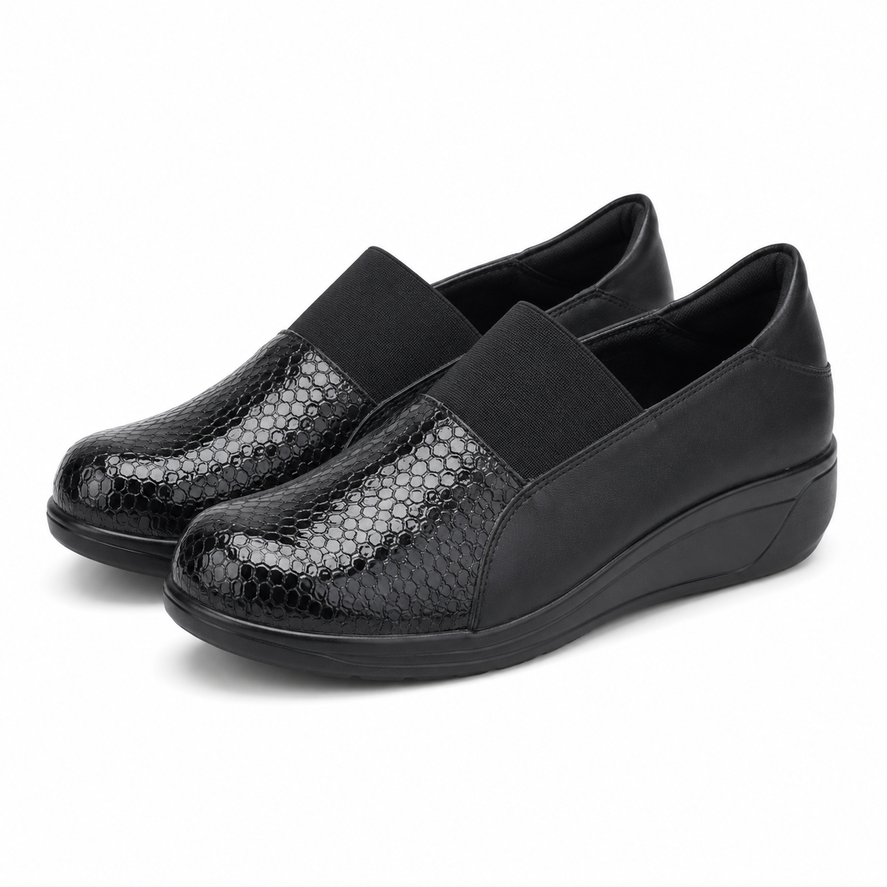 PANTOFI CASUAL DAMA BIO FLEX 155-1 NEGRI + CROCO