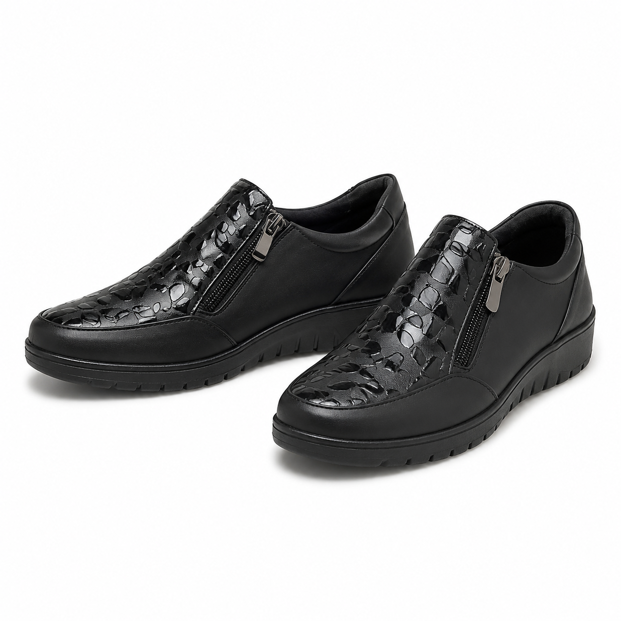 PANTOFI CASUAL DAMA BIO FLEX H-0011 NEGRI + CROCO