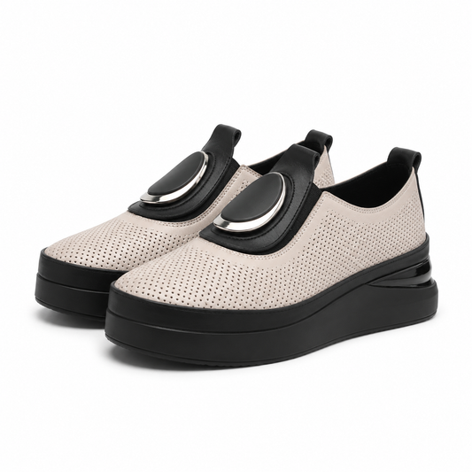 PANTOFI CASUAL DAMA DOGATI 2450-Z BEJ CU NEGRU