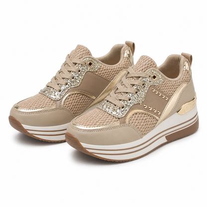 PANTOFI CASUAL DAMA JOMIX WSC250125-8 BEJ CU AURIU
