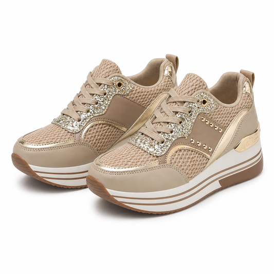 PANTOFI CASUAL DAMA JOMIX WSC250125-8 BEJ CU AURIU