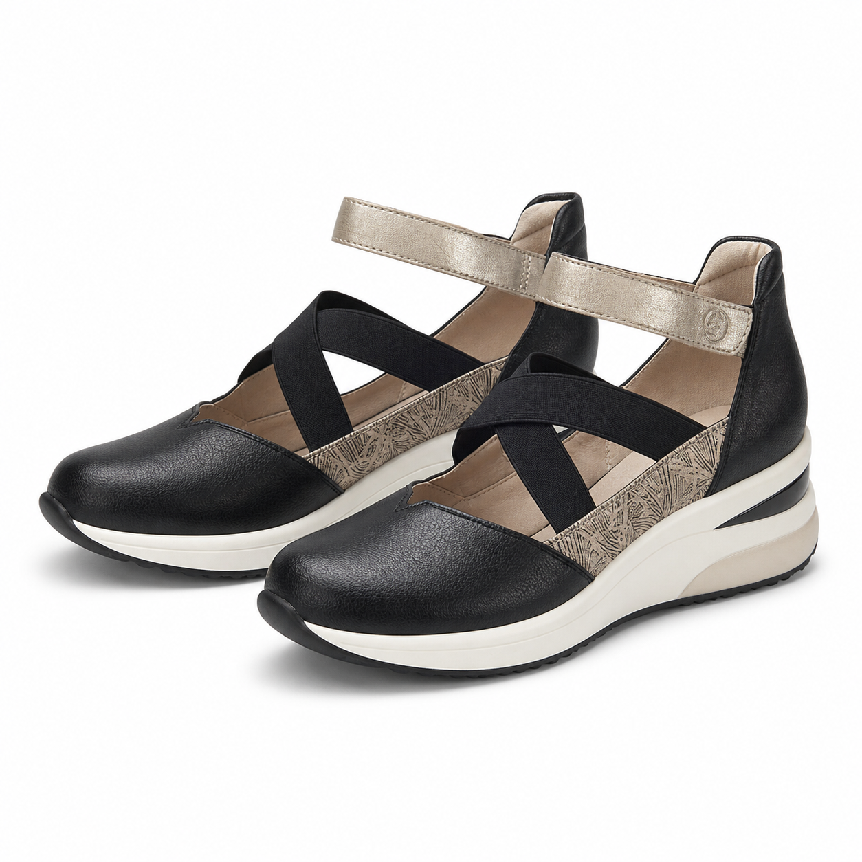 PANTOFI CASUAL DAMA REMONTE D2411-03 NEGRI CU BEJ