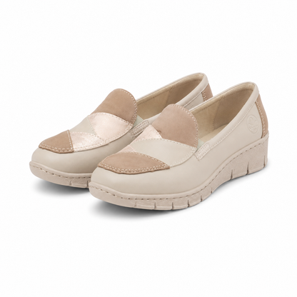 PANTOFI CASUAL DAMA RIEKER 53785-60 BEJ CU TAUPE
