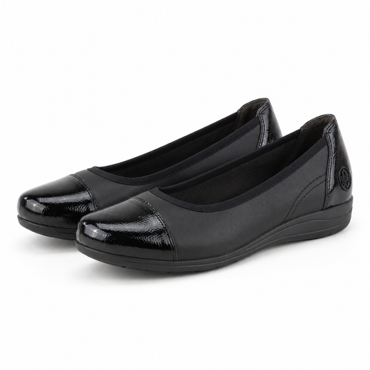 PANTOFI CASUAL DAMA RIEKER L9351-00 NEGRI + LAC