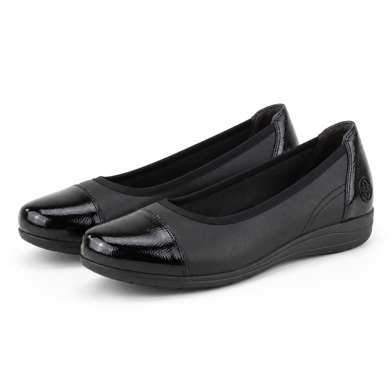 PANTOFI CASUAL DAMA RIEKER L9351-00 NEGRI + LAC