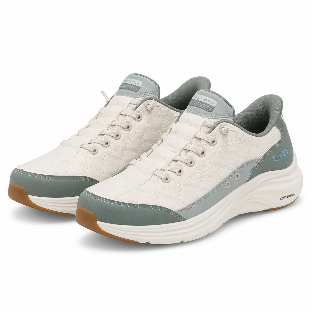 PANTOFI CASUAL DAMA SKECHERS 150404 SAGE ALB + VERNIL SAGE