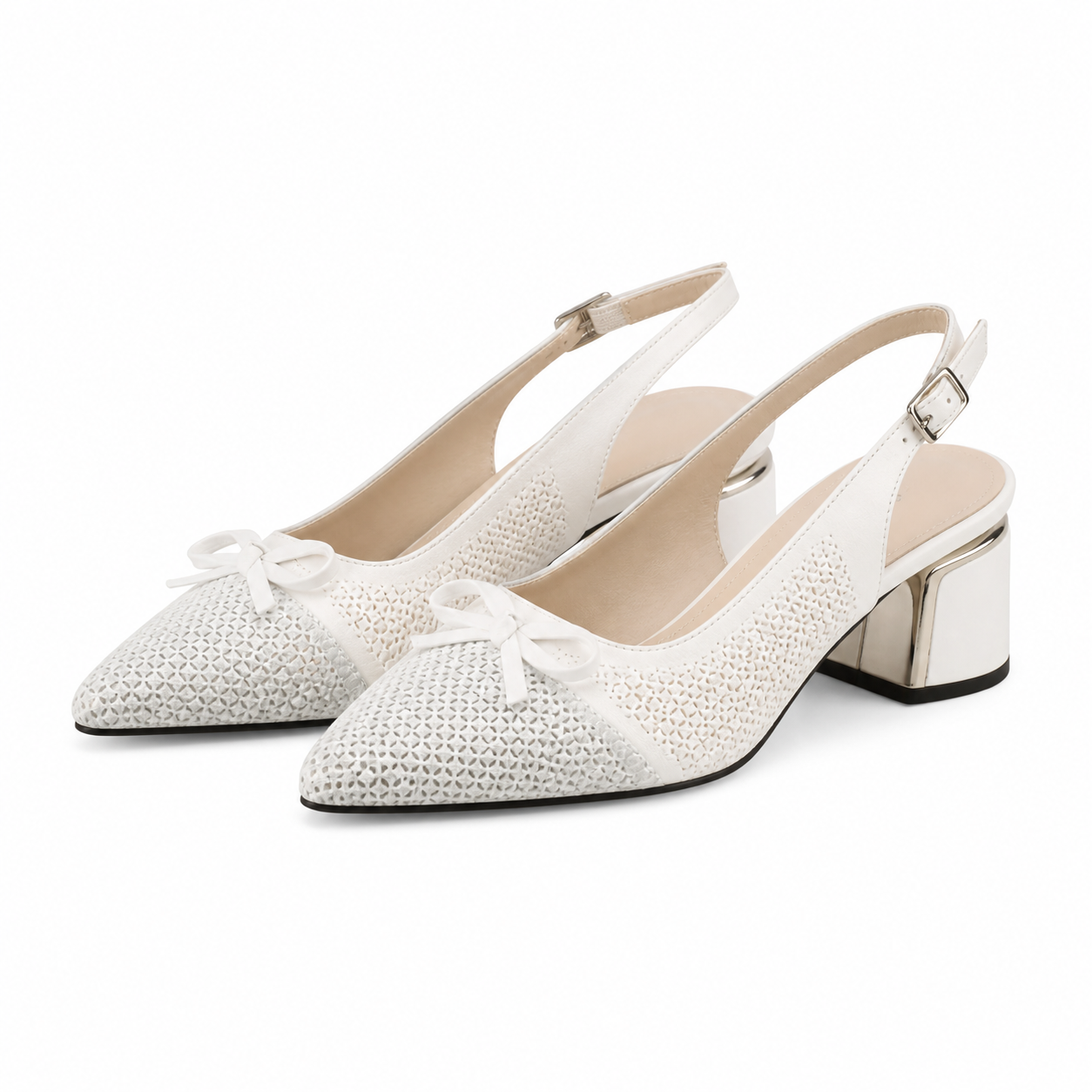 PANTOFI CASUAL DECUPATI DAMA DOGATI 049 563 ALBI CU ARGINTIU