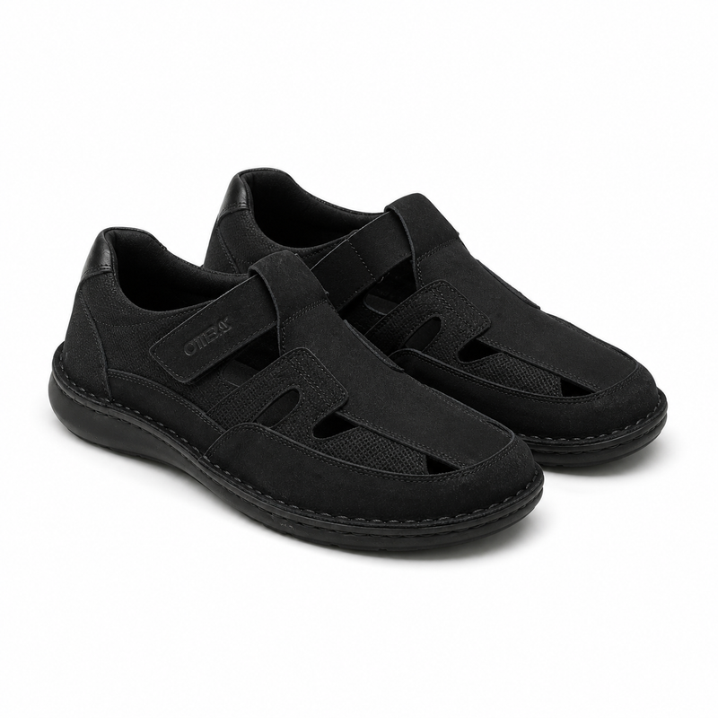 PANTOFI CASUAL PERFORATI BARBATI OTTER 9543 01-2 NEGRI NUBUCK