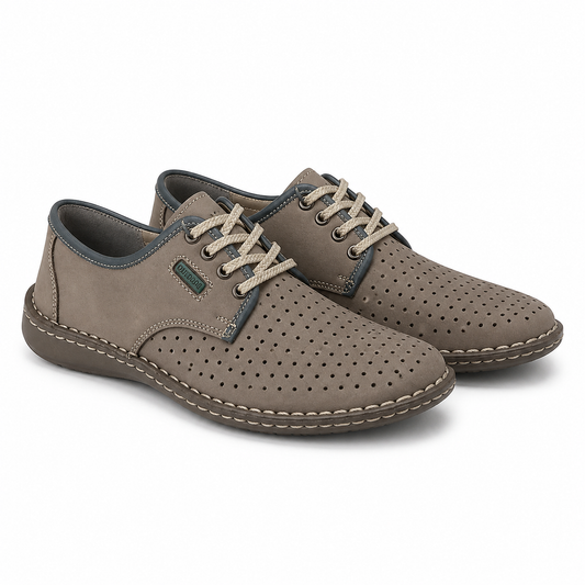 PANTOFI CASUAL PERFORATI BARBATI OTTER 9558 14-2 BEJ GREY LOTUS NUBUCK