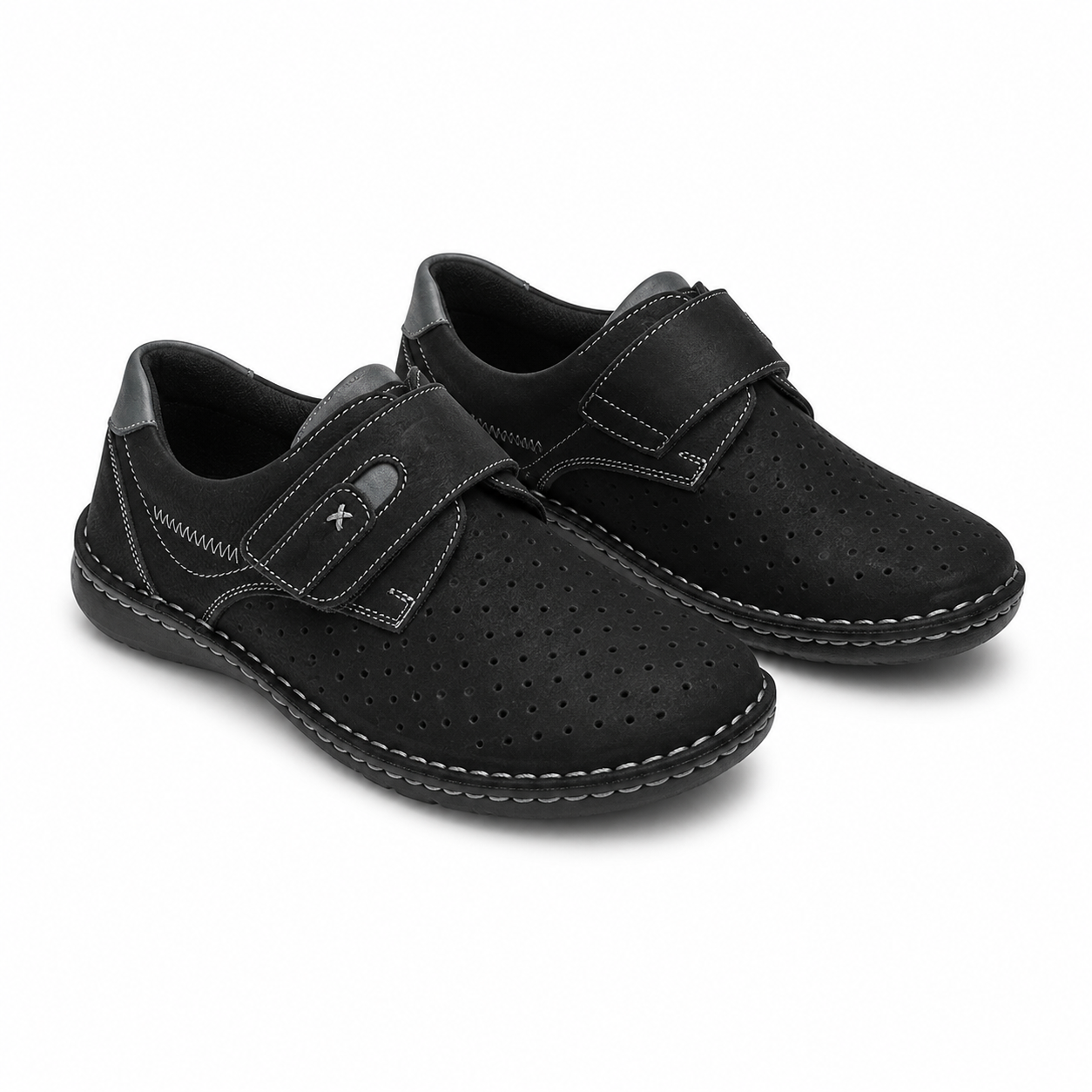 PANTOFI CASUAL PERFORATI BARBATI OTTER 9583 01-2 NEGRI NUBUCK
