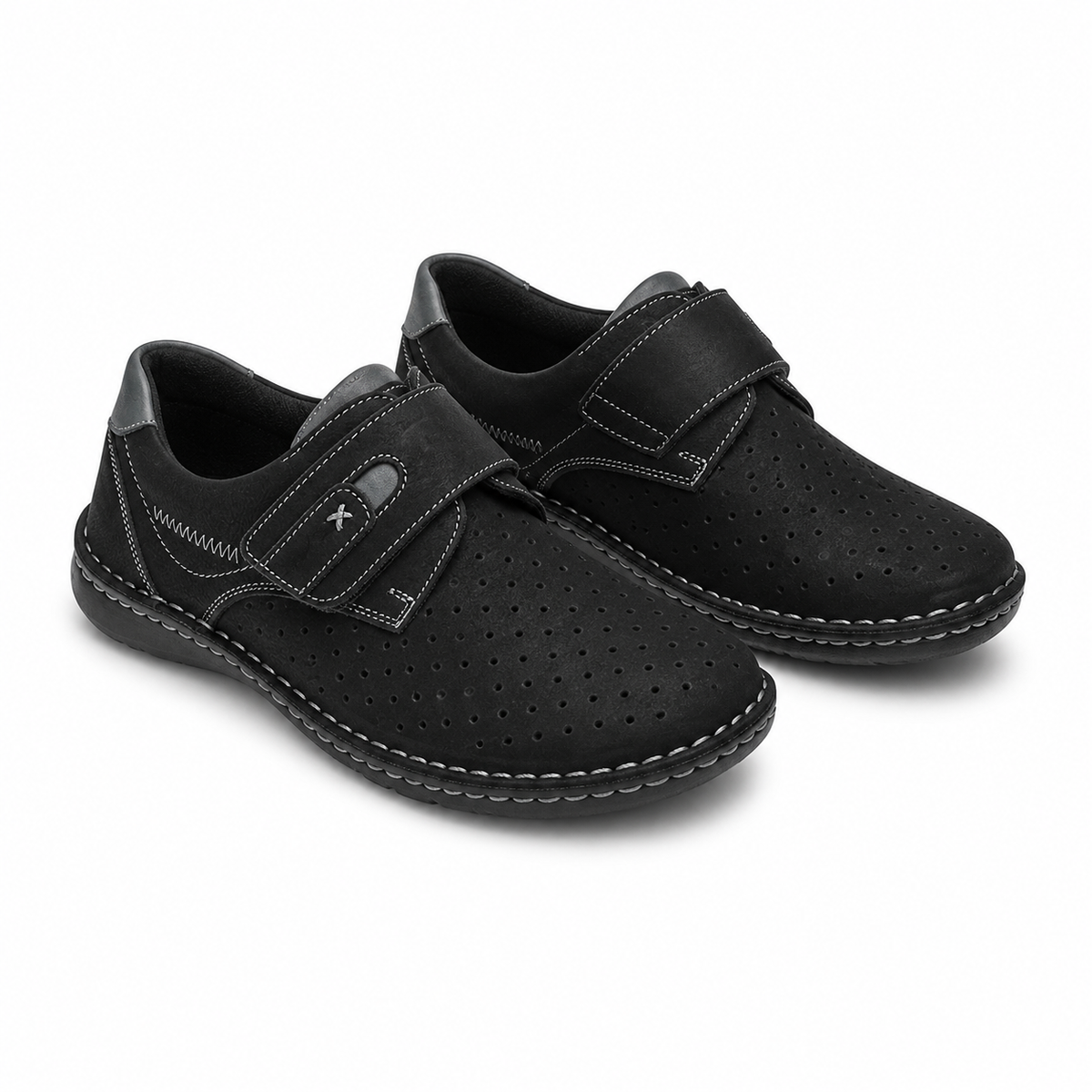 PANTOFI CASUAL PERFORATI BARBATI OTTER 9583 01-2 NEGRI NUBUCK