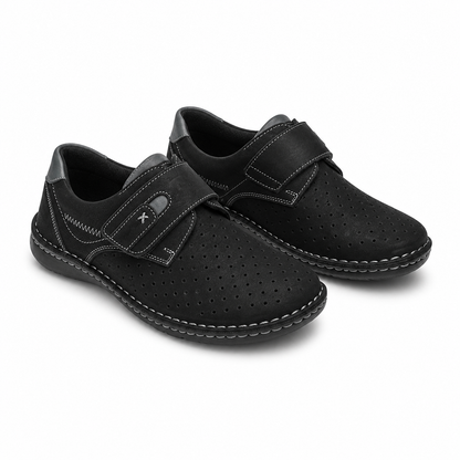 PANTOFI CASUAL PERFORATI BARBATI OTTER 9583 01-2 NEGRI NUBUCK