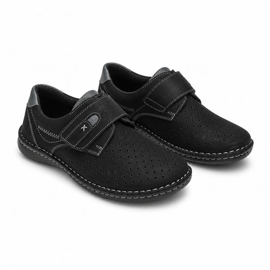 PANTOFI CASUAL PERFORATI BARBATI OTTER 9583 01-2 NEGRI NUBUCK