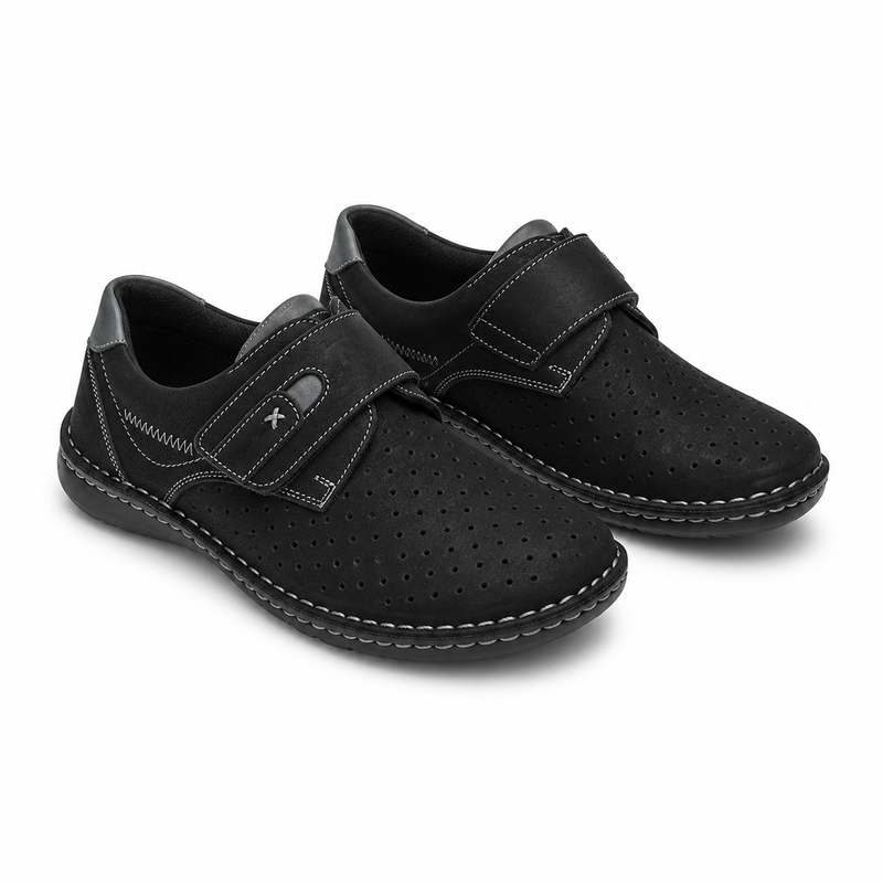 PANTOFI CASUAL PERFORATI BARBATI OTTER 9583 01-2 NEGRI NUBUCK
