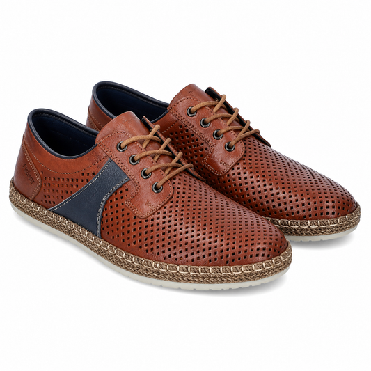 PANTOFI CASUAL PERFORATI BARBATI RIEKER B5214-24 MARO CU BLEUMARIN