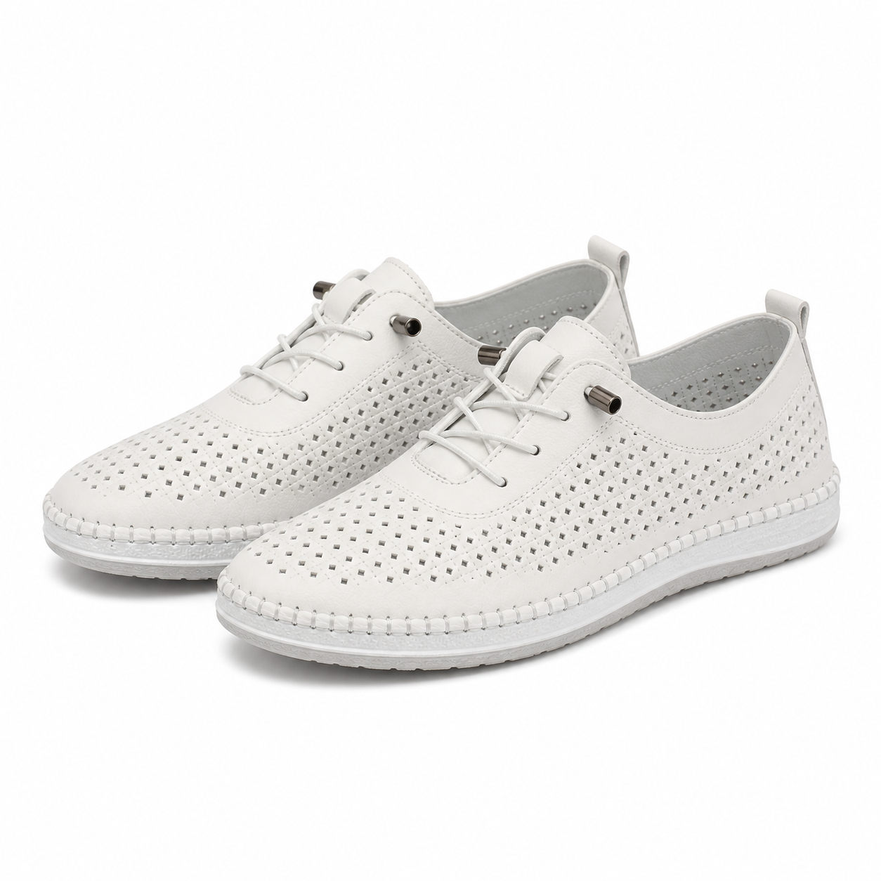 PANTOFI CASUAL PERFORATI DAMA CASPIAN 1800 ALBI
