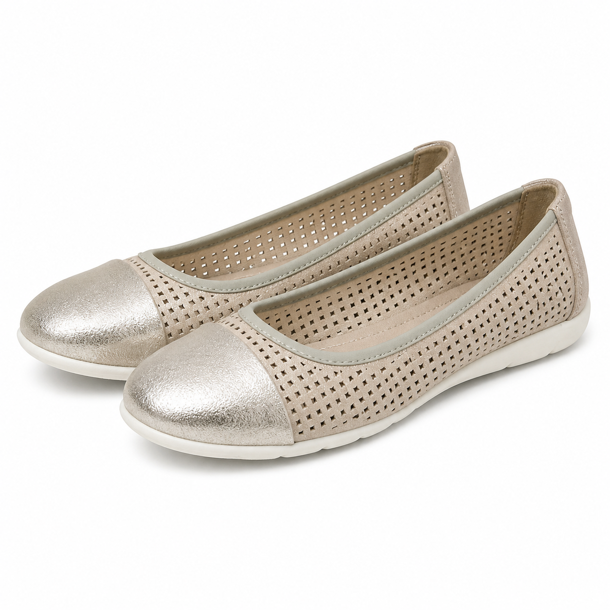 PANTOFI CASUAL PERFORATI DAMA PASS 42024 12-I BEJ METALIC