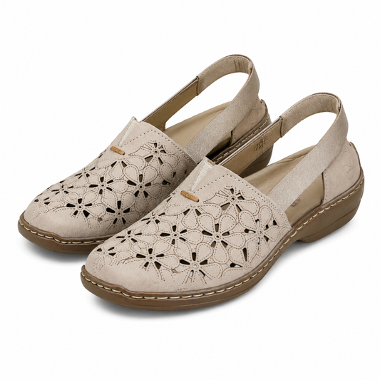 PANTOFI CASUAL PERFORATI DAMA RIEKER 41356-60 BEJ