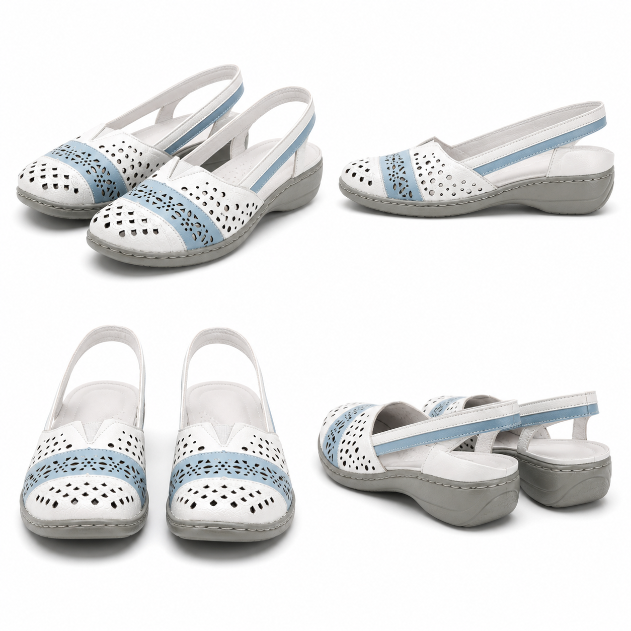 PANTOFI CASUAL PERFORATI DAMA RIEKER 41358-80 ALBI CU BLEU