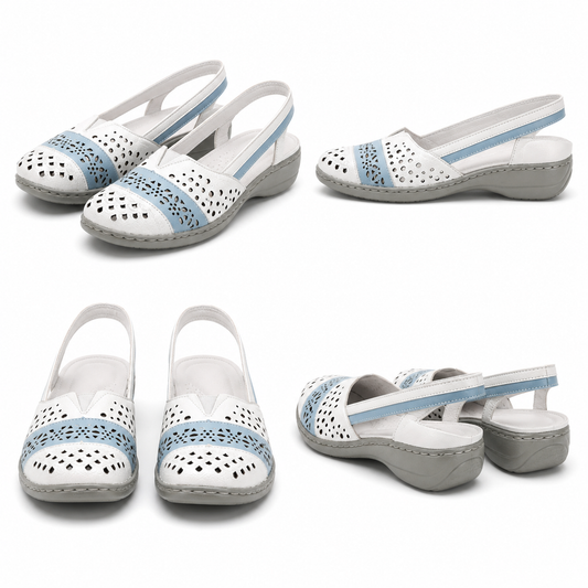 PANTOFI CASUAL PERFORATI DAMA RIEKER 41358-80 ALBI CU BLEU