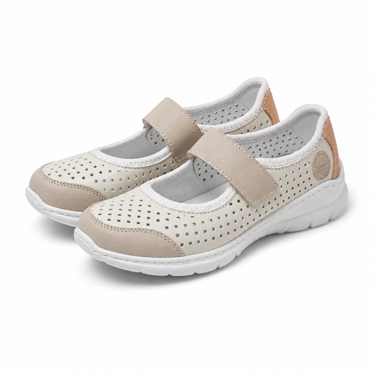 PANTOFI CASUAL PERFORATI DAMA RIEKER L32B5-81 CREM