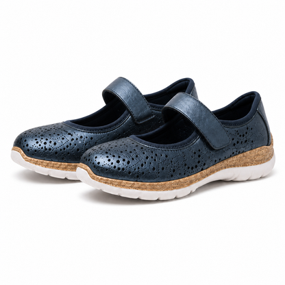 PANTOFI CASUAL PERFORATI DAMA RIEKER N4299-14 ALBASTRI