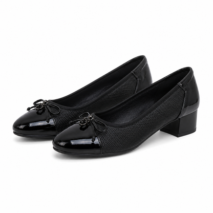 PANTOFI ELEGANTI DAMA KARISMA 50105A 01-Z NEGRI LAC + TEXTIL