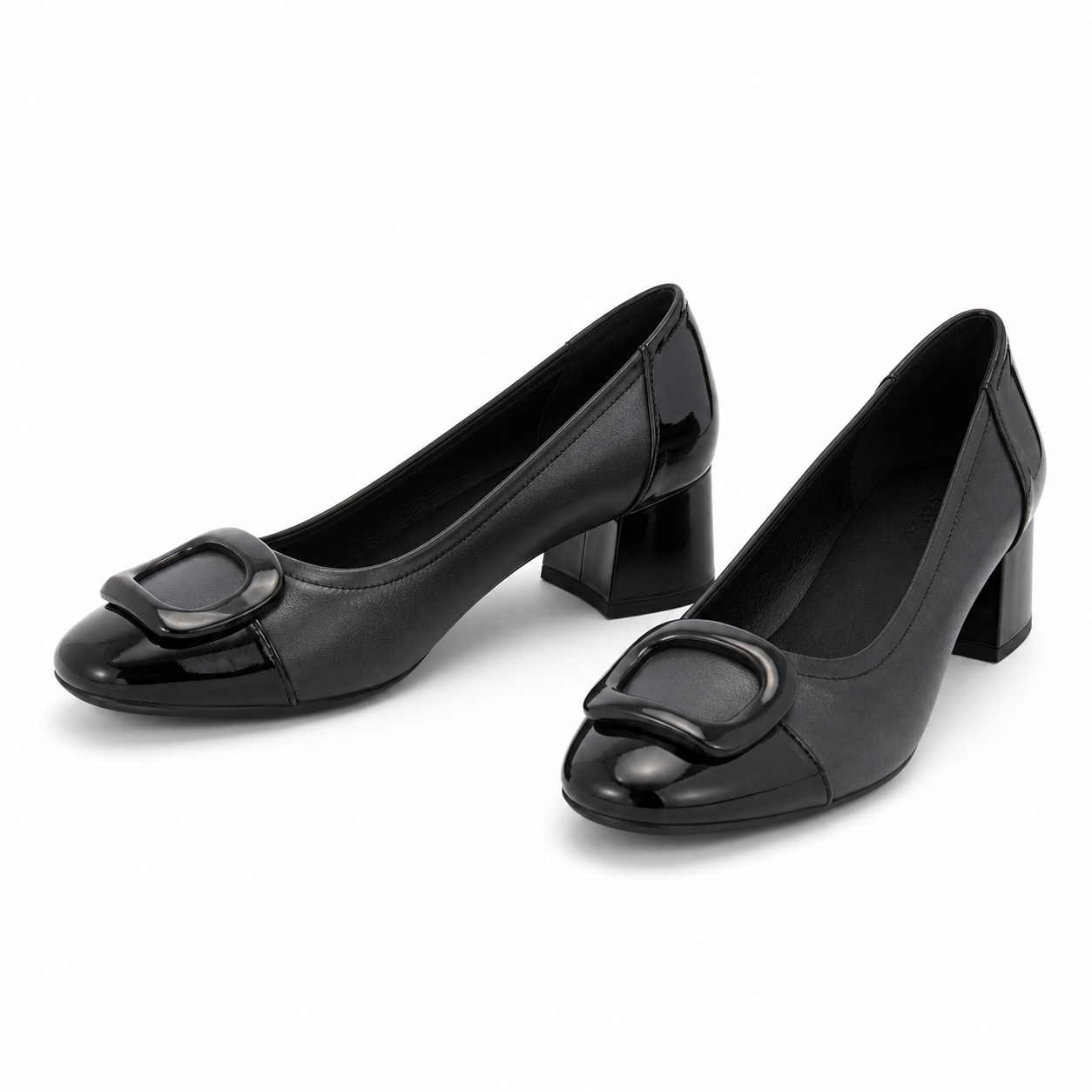 PANTOFI ELEGANTI DAMA KARISMA 60008C 51-N GRI METALIC + NEGRU LAC