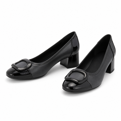 PANTOFI ELEGANTI DAMA KARISMA 60008C 51-N GRI METALIC + NEGRU LAC