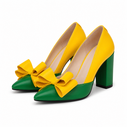 PANTOFI ELEGANTI DAMA RICO 597 VERZI CU GALBEN
