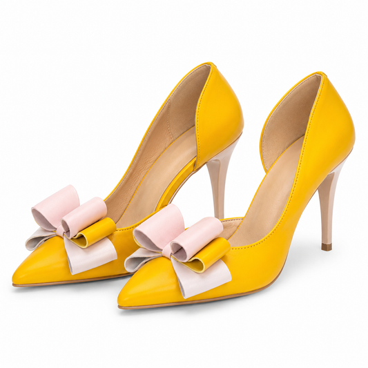 PANTOFI ELEGANTI DAMA RICO 97 GALBENI CU ROZ