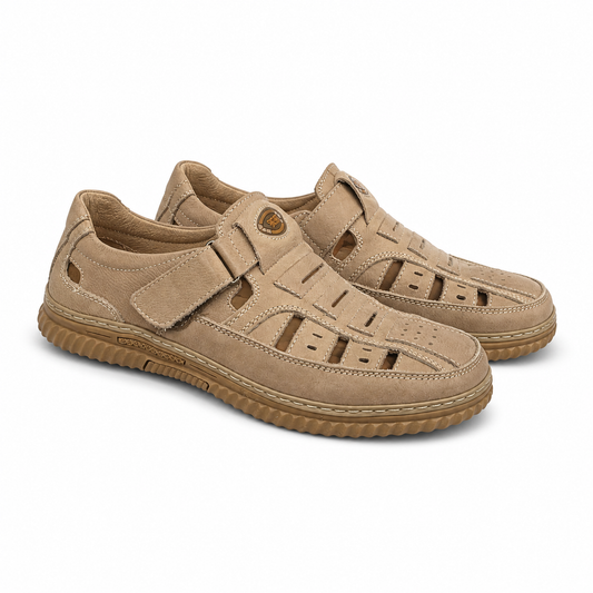 Pantofi Perforati Bărbați Otter 80008B 03-2 Bej Apricot - Piele Naturală