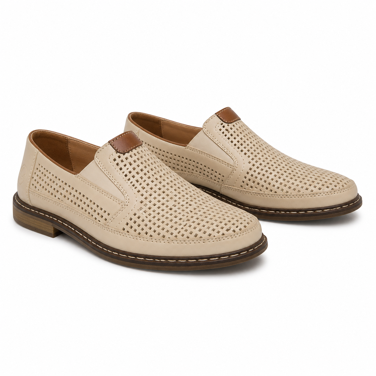 PANTOFI PERFORATI BARBATI RIEKER 13459-60 BEJ
