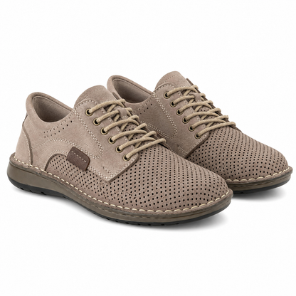PANTOFI PERFORATI CASUAL BARBATI DR JELLS 9506-1-10 BEJ