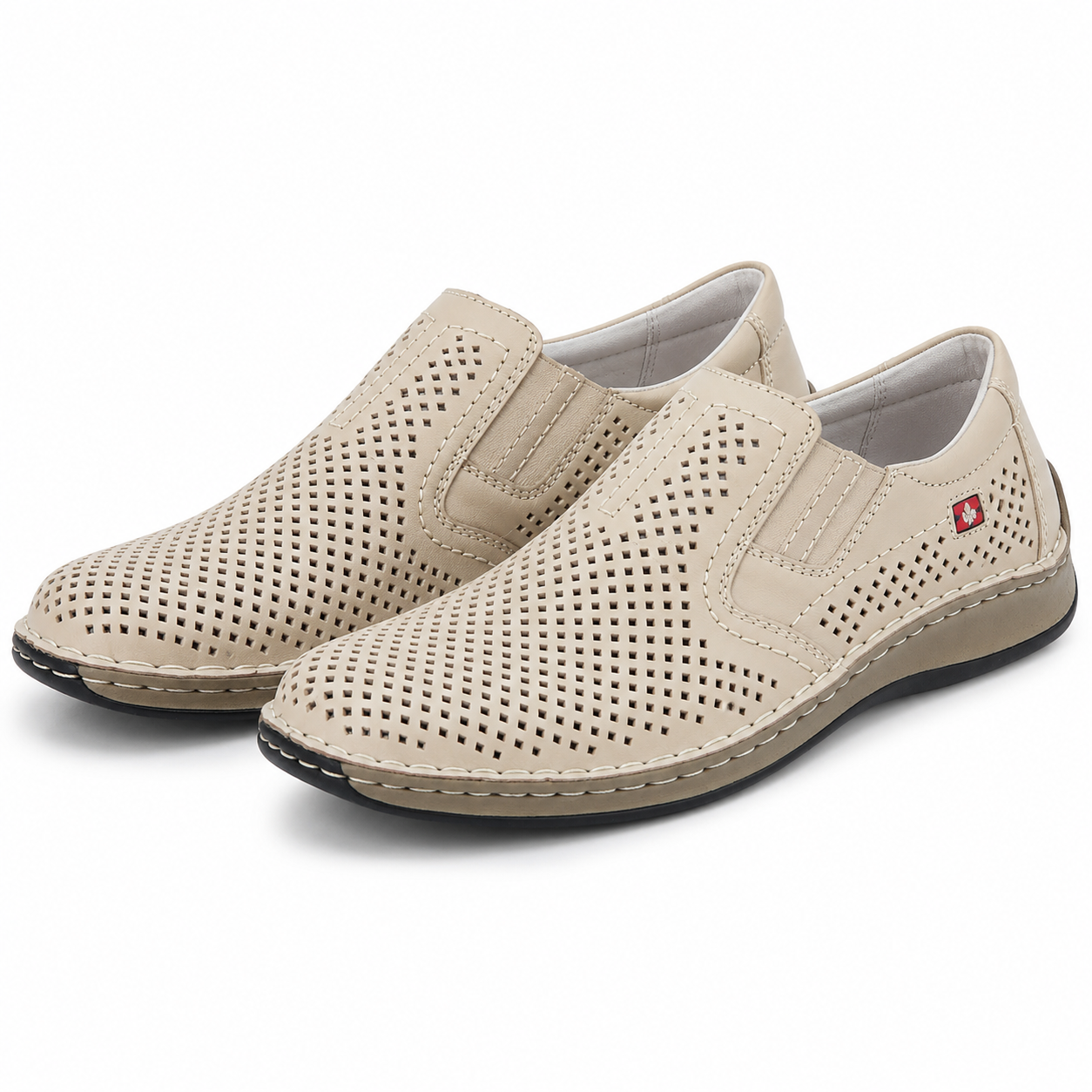 PANTOFI PERFORATI CASUAL BARBATI RIEKER 05297-60 BEJ