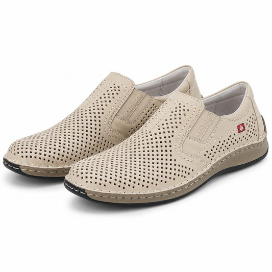 PANTOFI PERFORATI CASUAL BARBATI RIEKER 05297-60 BEJ