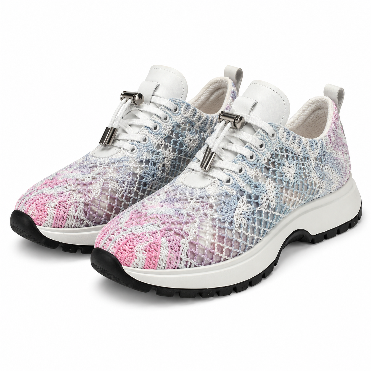 PANTOFI PERFORATI CASUAL DAMA DOGATI 1367 ALBI CU ROZ SI BLEU