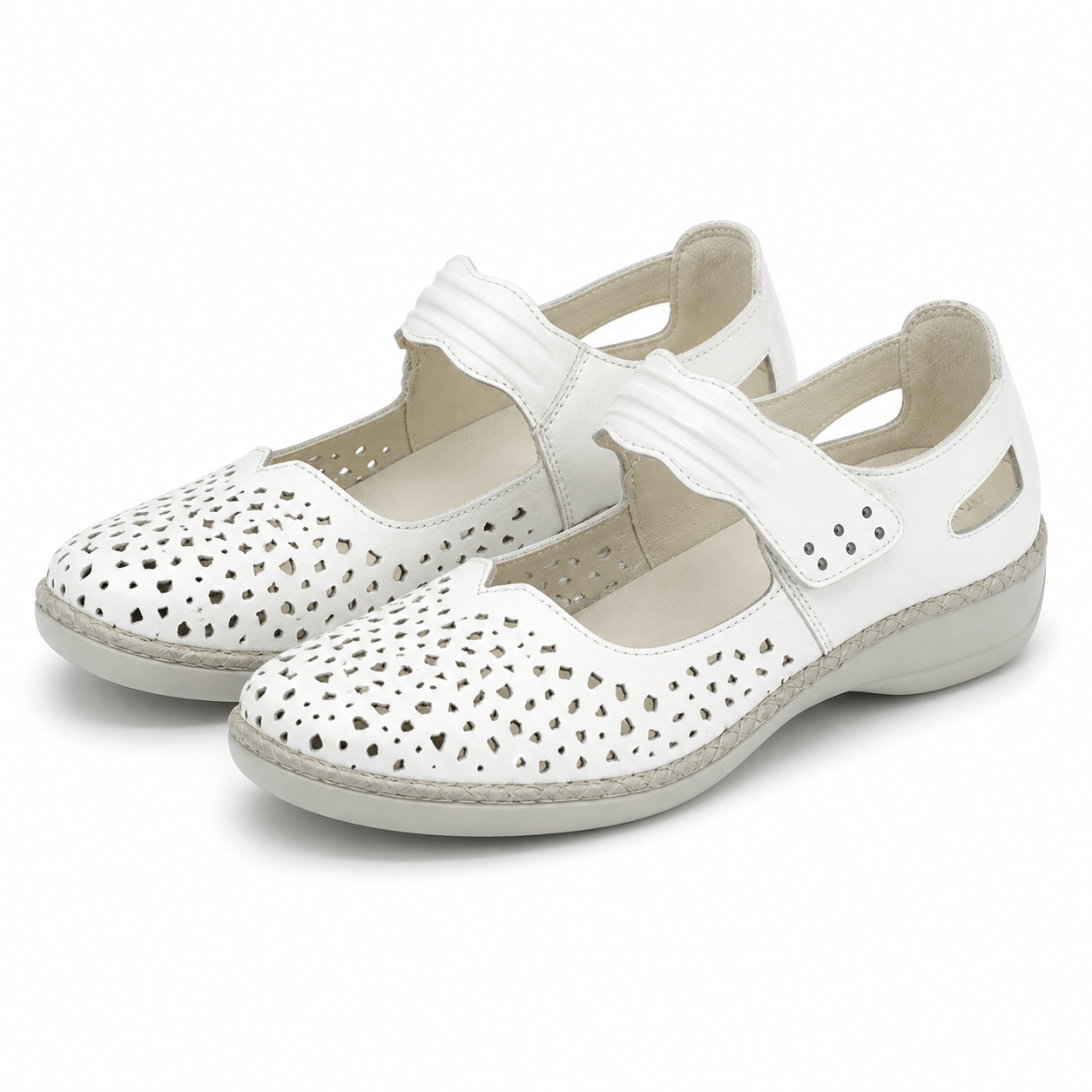 PANTOFI PERFORATI CASUAL DAMA RIEKER 41399-80 ALBI