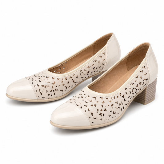 PANTOFI PERFORATI DAMA CAPRICE 22300-42 BEJ + LAC