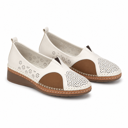 PANTOFI PERFORATI DAMA DOGATI 04139-1 BEJ + MARO STRETCH