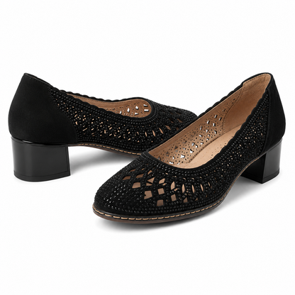 PANTOFI PERFORATI DAMA KARISMA 40023A 01-I NEGRI VELUR