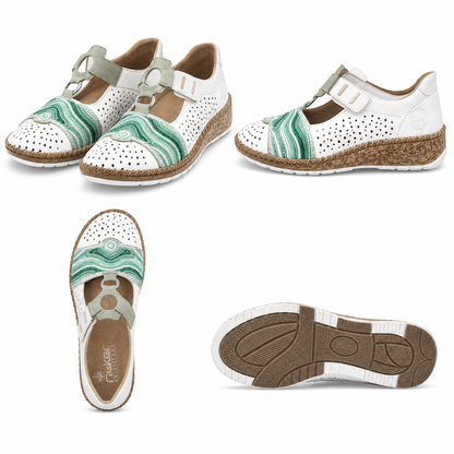 PANTOFI PERFORATI DAMA RIEKER 44880-80 ALBI