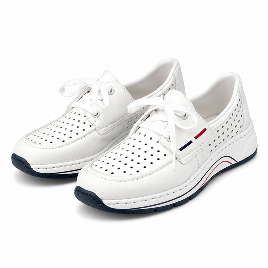 PANTOFI PERFORATI DAMA RIEKER N6557-80 ALBI