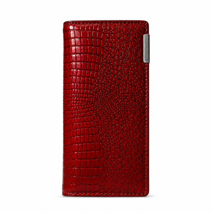 Portofel Damă Piele Lăcuită Bordo Crocodil cu Cutie | PRO 45-4-289