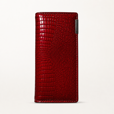 Portofel Damă Piele Lăcuită Bordo Crocodil cu Cutie | PRO 45-4-289